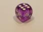 Preview: 1 x 16mm Koplow Dice - Swirl Deluxe transparent purple / white