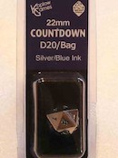 Mobile Preview: Koplow Würfel - Metal: Countdown silber/blau 22mm W20 mit Tasche