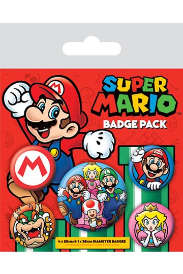 Super Mario Ansteck-Buttons 5er-Pack