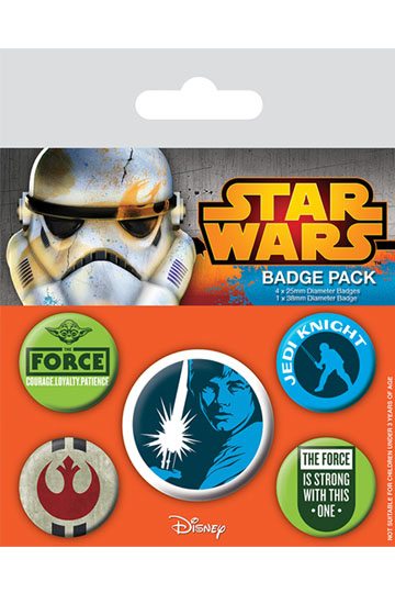 Star Wars : Ansteck-Buttons "Jedi" - 5er-Pack