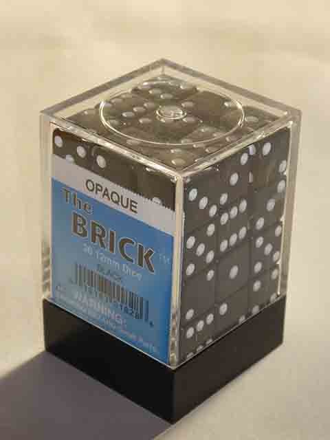 Koplow Würfel - Opaque Square : schwarz/weiß 12mm, 36 Stück-Box