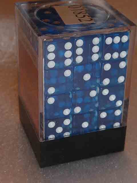 6 x 12mm Koplow Würfel - transparent Standard square blau/weiß