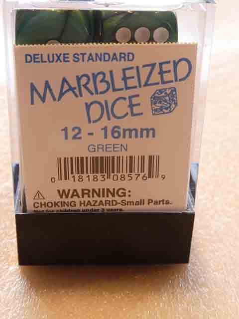 1 x 16mm Koplow Würfel - Marble Deluxe grün / weiß
