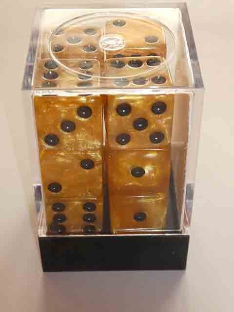Koplow Würfel - Marble Standard Square gold (16mm, 12er-Set Box)