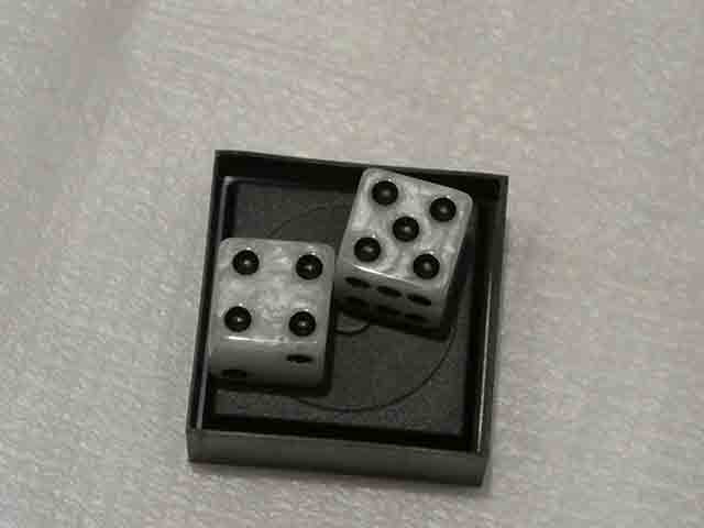 2 x 16mm Koplow Würfel - Marble: Standard Square perl/schwarz