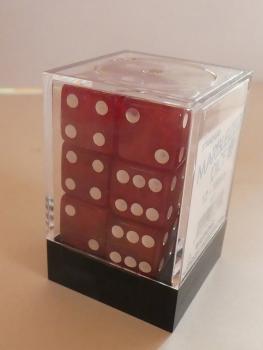 Koplow Würfel - Marble: Standard Square rot / weiß (12 x 16mm)