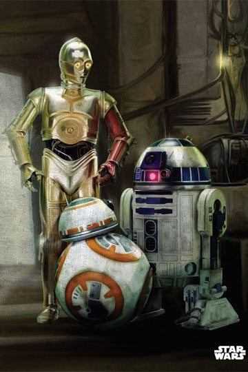 Star Wars Metall-Poster Episode VII Droids 10 x 14 cm