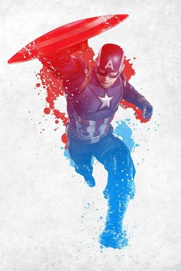 Marvel  Metall-Poster : Civil War - Captain America 10x14cm