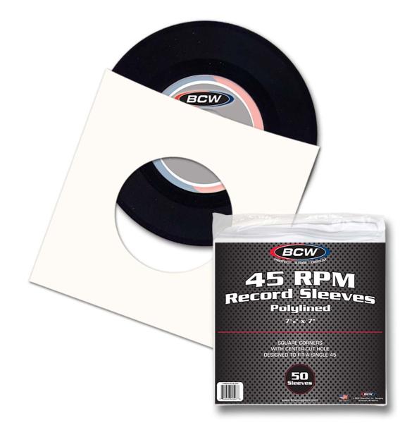 BCW Paper Record Sleeves 45 RPM-Polylined (50 St.) * SQ Corners