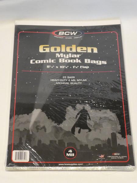 BCW Mylar® Golden Comic Book Bags (25 ct.) 4-Mil * Archival