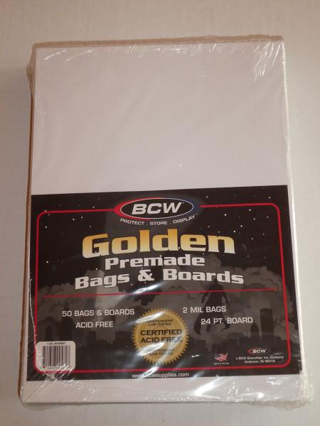 BCW Premade Golden Comic Bags & Backing Boards (50 Stück)