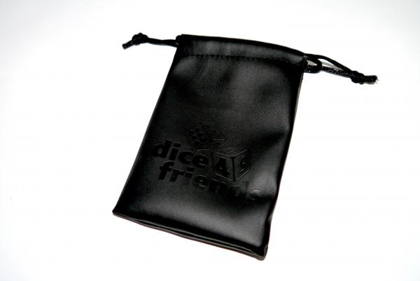 Würfelbeutel: PU-Leather-Bag Black * ca. 8 x 10 cm