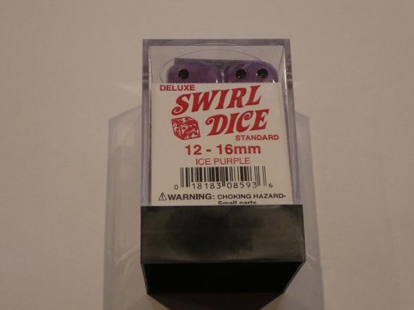 1 x 16mm Koplow Würfel - Swirl Deluxe eis-lila / schwarz