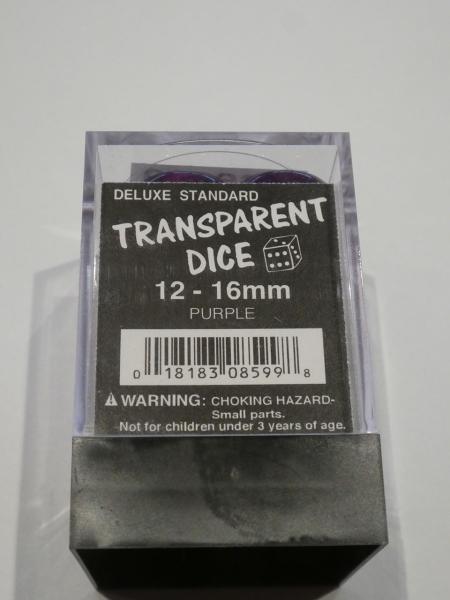 1 x 16mm Koplow Dice - Swirl Deluxe transparent purple / white