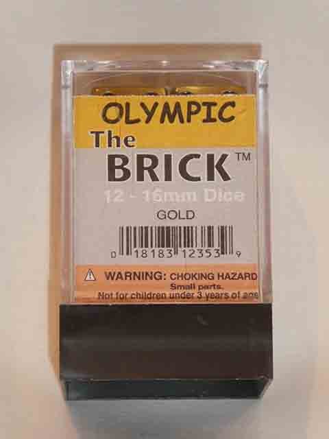 Koplow Würfel - Olympic Pearlized: gold/schwarz (16mm, 12 Stück)