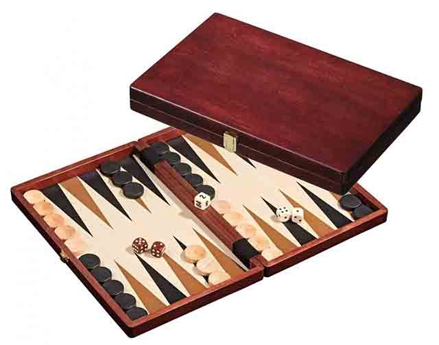 Backgammon : Naxos, medium * Pappel und Ahorn, rotbraun gebeizt